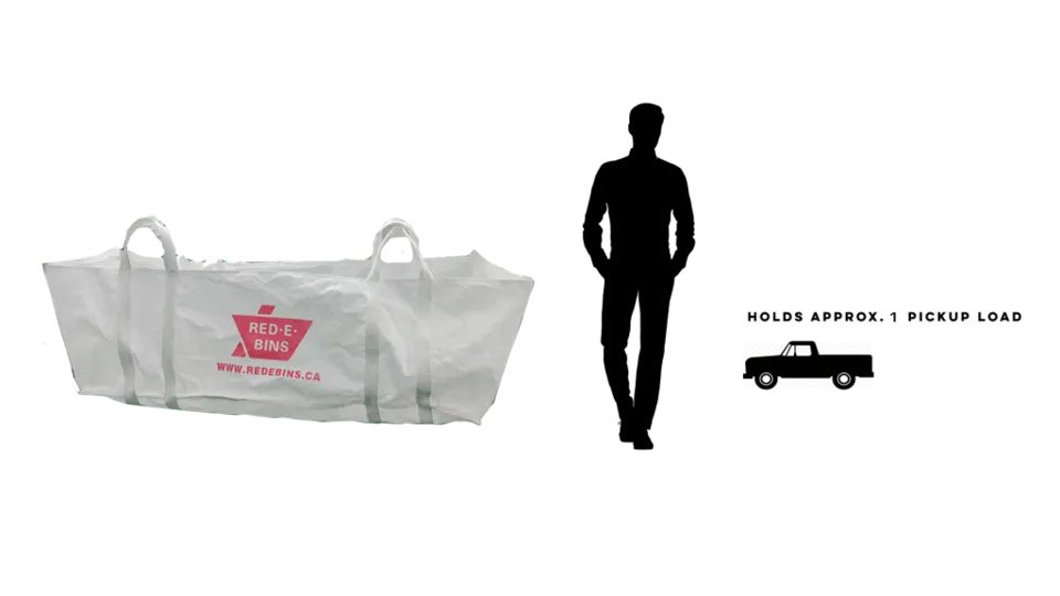 Dumpster bag dimensions: 8 by 4 feet by 30 inches, about one pickup load